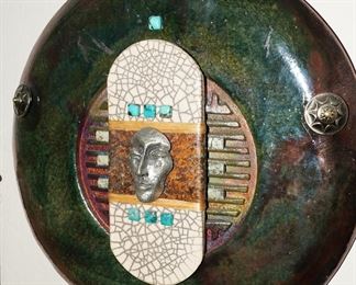 Fantastic Large Multi-Stone Artifact Facial Wall Mask by Daniel Hawkins