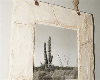 Black and White Desert Photo Framed in a Southwestern Faux Stone Frame