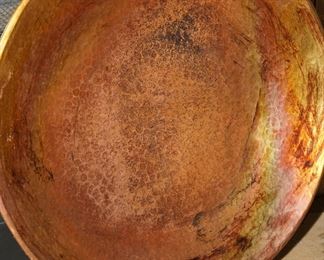 Large Round Hand Hammered Solid Copper Platter with Stand