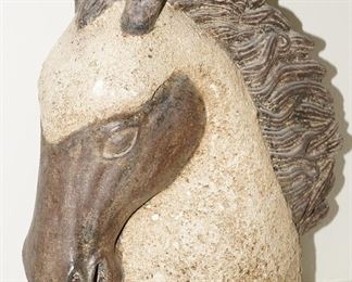 Large Two Tone Ceramic Horse Sculpture