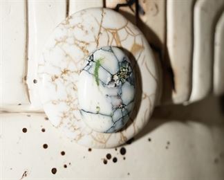 Inlaid Stone on Artifact Mask Sculpture