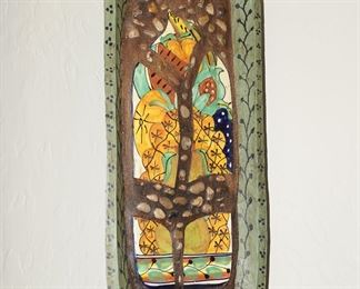 Mixed Media Tiled & Painted Wall Art- Unknown Artist