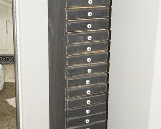 Distressed Shabby Chic Gray Multi-Drawer Cabinet/Jewelry Armoire
