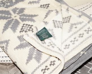 Ralph Lauren Gray Snowflake Blanket