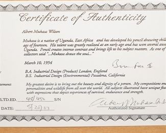 "Born Free II" #48/450 Signed Albert Mukasa Wilson Certificate of Authenticity