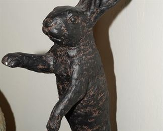 Black Ceramic Standing Rabbit Sculpture