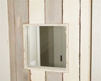 Distressed Wood Slat Wall Mirror
