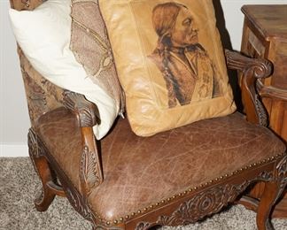 Tapestry & Leather Armchair