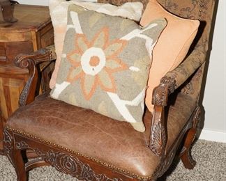 Another Tapestry & Leather Armchair- Magnificent Detail