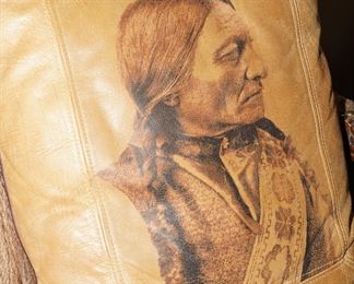 Leather "Sitting Bull" Pillow