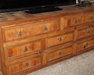 Distressed Pine Wood & Iron Dresser