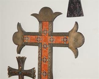 Large Tiled Tin Wall Cross 