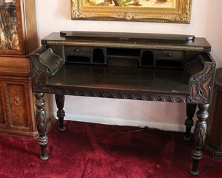 Large antique spinet style writing desk that was a gift to this family from THE Studebaker family, shown here with the lid open