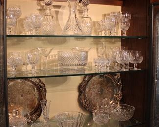 Large collection of c. 1960's Waterford Crystal in the Colleen pattern, with other miscellaneous pieces of glass and silverplate
