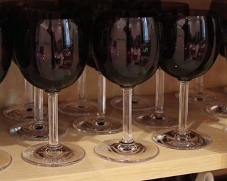 Fostoria wine goblets in the Classic Amethyst pattern