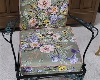 Gorgeous old wrought iron chair (a matching settee if available!) that have been kept in the sun room and are in pristine condition