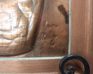 Signature on copper art, Jean Pataky