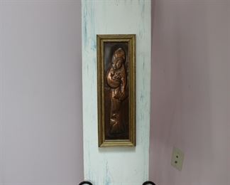 Mid century repousse copper framed art