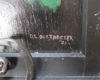 Signature on Original painting on board, portrait of a man, signed and dated D L  Olearczyk  '07