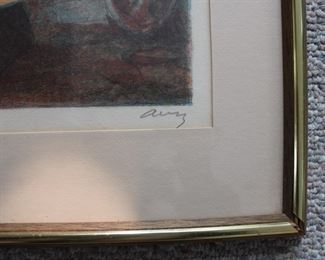 Signature on the print of a child with a toy horse