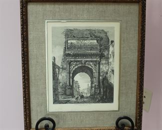 Antique framed print of Roman Arches