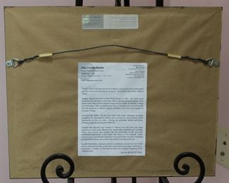 Label on reverse of Stephen Tulloch "Organics" 2003, limited edition print, framed.