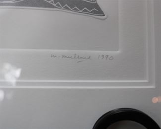 Signature detail on "Puberty" by Mathias Muleme, signed & numbered limited edition embossed intaglio, 142 of 250 (1990)