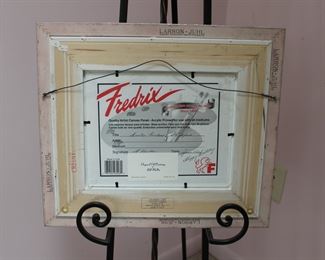 Reverse of original oil on board by Bill Mullin, Stratford, Ontario, titled Winter Gardens, Stratford, dated '03