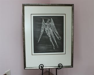 "Flying Angel", Coventry Cathedral by John Hutton (1906-1978), signed etching, 1972