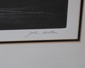 Signature detail on "Flying Angel", Coventry Cathedral by John Hutton (1906-1978), signed print, 1972