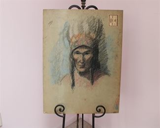 Reverse of the vintage mid century portrait of a woman, oil on board