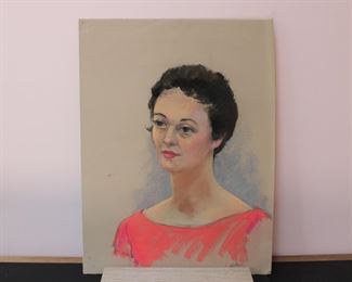 1960's oil pastel of a woman