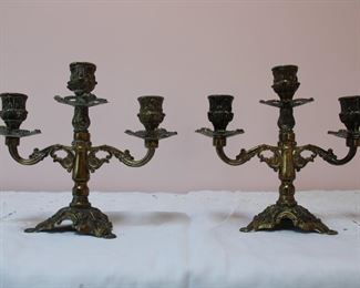 A Lovely pair of old brass candelabrum