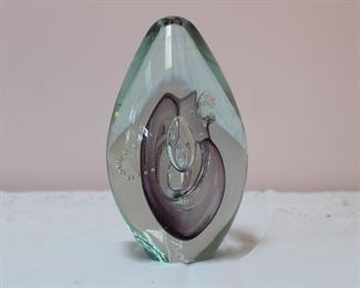 Lovely art glass sculptural piece with controlled bubbles