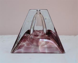 Stately art glass bud vase in amethyst and crystal glass
