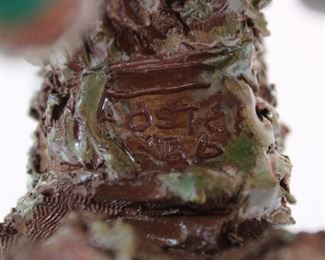 Mark on the fabulous studio pottery goat figure signed Foster 1956