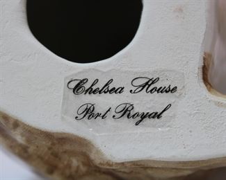 Label on the Pair of Chelsea House ceramic bunny rabbits, in mirror image of one another