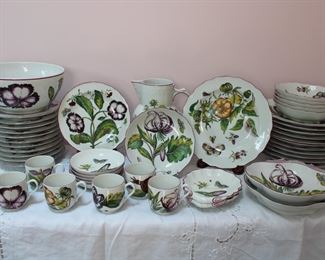 Group photograph of the pieces available in the Chelsea Botanical pattern by Mottahedeh
