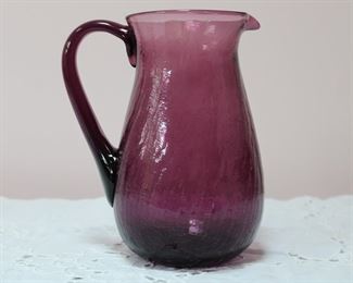Another view of the blown glass pitcher