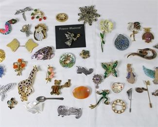 Vintage to contemporary costume jewelry brooches and pins