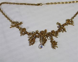 Kirks Folly cherub or angel necklace with crystals