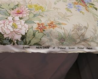 Screen printed fabric remainder, Made in England