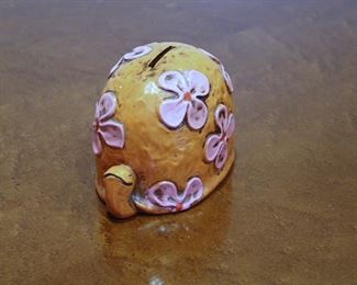 Another view of the 1960's  turtle bank with Flower Power decorations