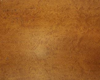 Detail of burlwood on the FABULOUS 1970's or early 1980's Executive Style Desk in burlwood with campaign style handles