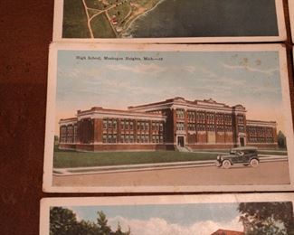 High School, Muskegon Heights, vintage Muskegon, Michigan post card