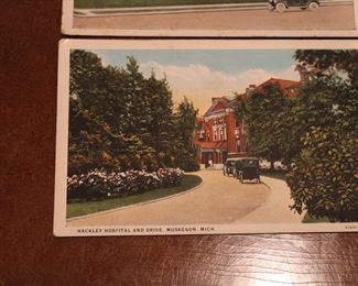 Hackley Hospital and Drive, vintage Muskegon, Michigan post card