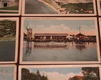 Bathing in Muskegon Lake, vintage Muskegon, Michigan post card