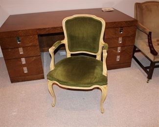 Vintage French Provincial open arm chair by Kindel Furniture Company, Grand Rapids, Michigan