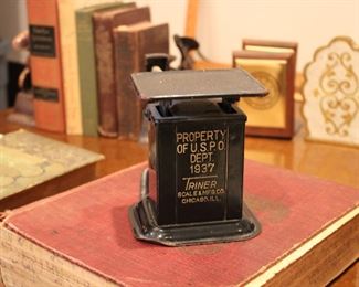Front view of antique postal scale