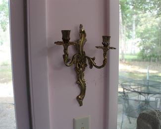 Second of the pair of solid brass Roccoco candle sconces, Made in Spain